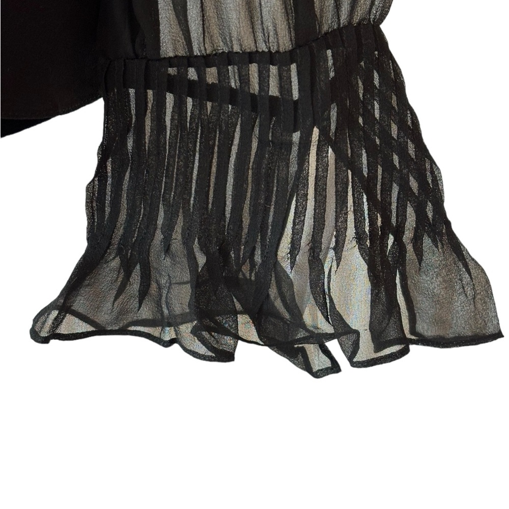 Worth Black Pleated Ruffle Sheer Top - Picture 4 of 6